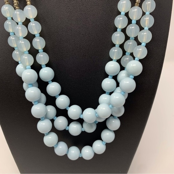 Light Blue Cloud Multilayered Beaded Necklace - Picture 2 of 9